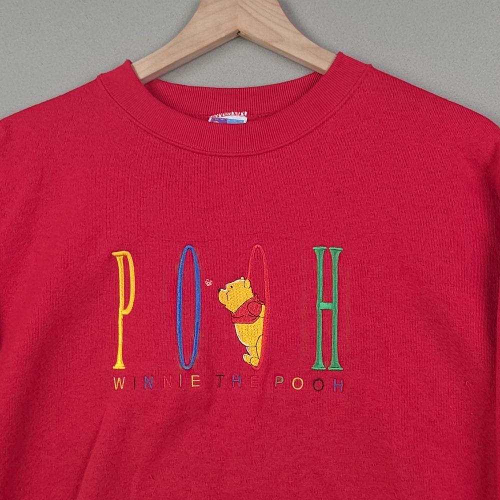 Vintage 90s Disney Winnie The Pooh Embroidered Crewneck Sweatshirt Womens XL Red